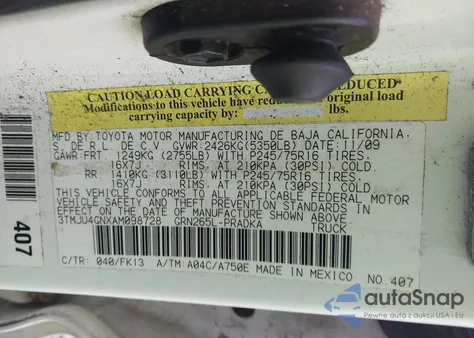 2010 Toyota Tacoma Prerunner V6 из США, поврежденный, VIN 3TMJU4GNXAM098728